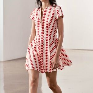 Zara Red and Cream Lip Print Dress